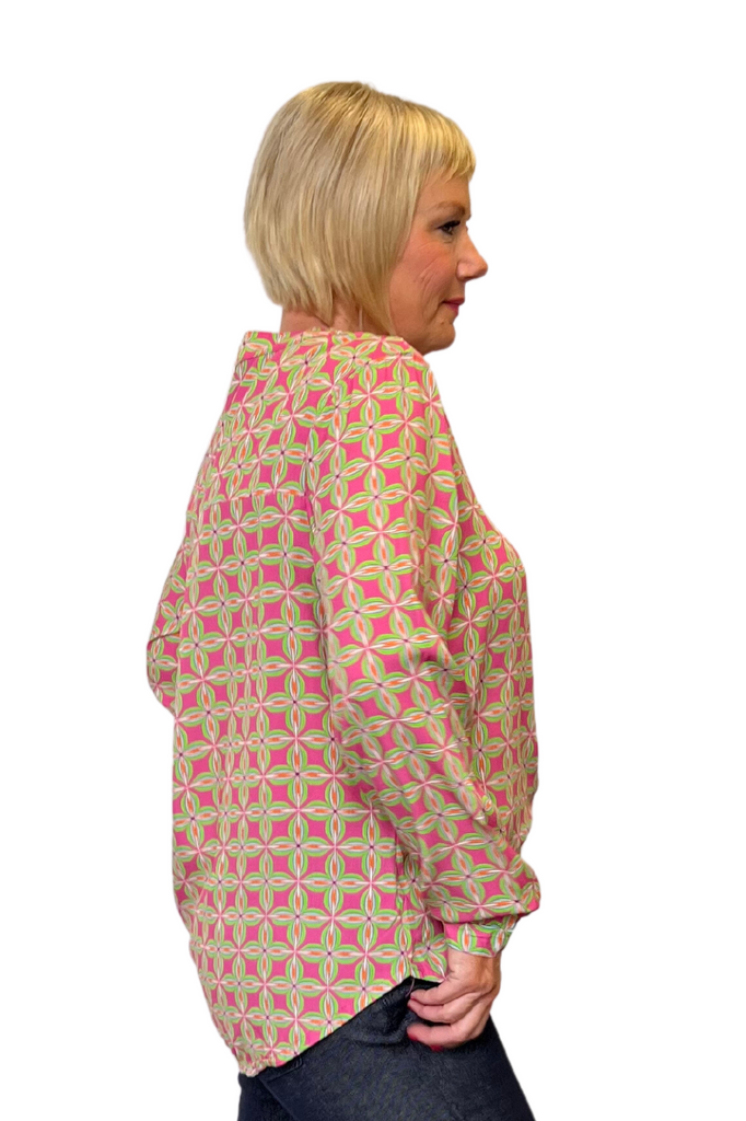  Lara Shirt | Geometric Pink - Silvermaple Boutique