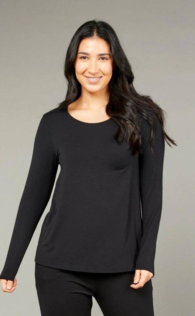 Tani Split Hem Long Sleeve Top | Black | 79410_Silvermaple Boutique