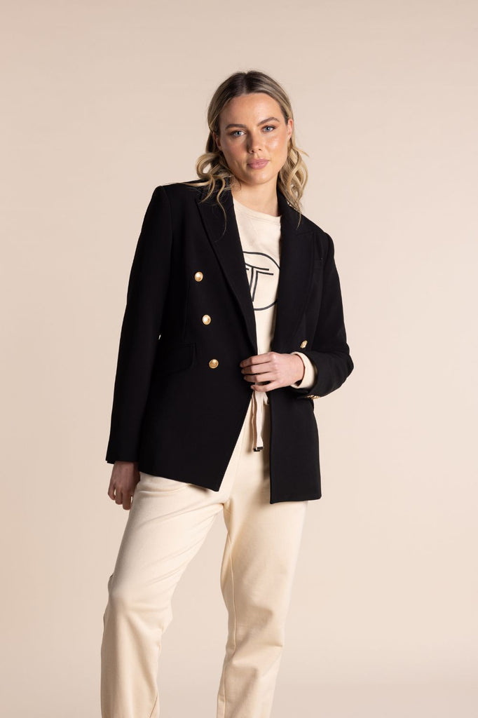 Two T's Blazer with Gold Buttons | Black | Silvermaple Boutique