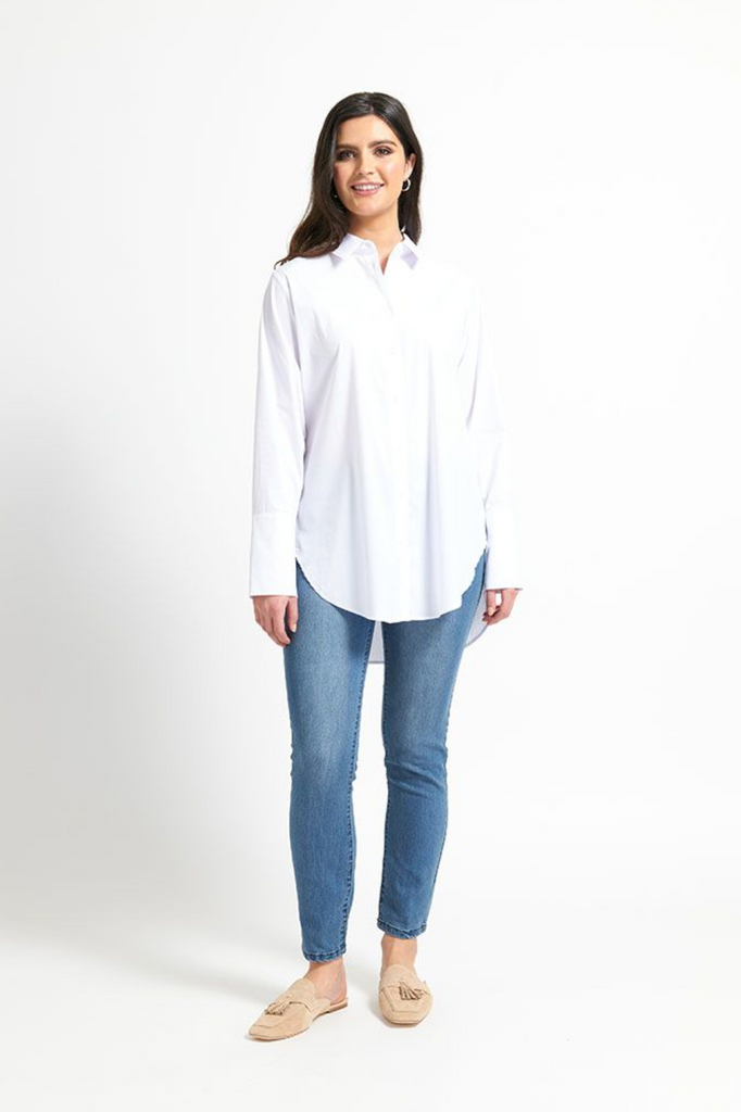 Foil Million Collar Question Shirt |White _silvermapel boutique