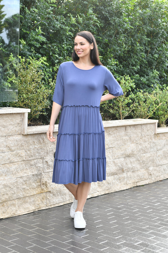 CALi&Co Basic Pocket Jersey Dress | Denim_Silvermaple Boutique