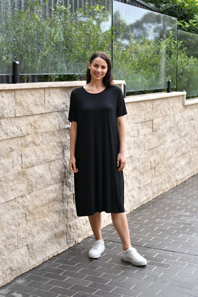 CALi&Co Basic Pocket Jersey Dress | Black_Silvermaple Boutique